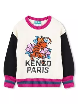 Kenzo Kids джемпер вязки интарсия, белый