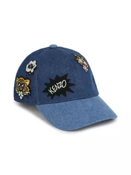 Kenzo Kids джинсовая кепка с вышивкой, синий