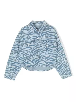 Kenzo Kids джинсовая куртка-рубашка с принтом, синий