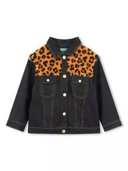Kenzo Kids джинсовая куртка с леопардовым принтом, синий