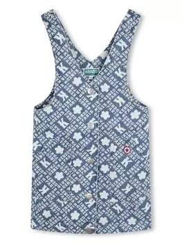 Kenzo Kids джинсовое платье с логотипом, синий