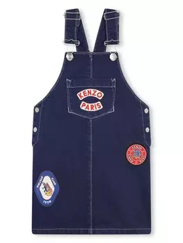 Kenzo Kids джинсовое платье с логотипом, синий
