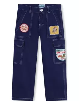 Kenzo Kids джинсы карго с нашивкой-логотипом, синий