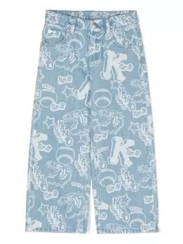 Kenzo Kids джинсы с вышитым логотипом, синий