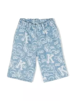 Kenzo Kids джинсы с вышитым логотипом, синий