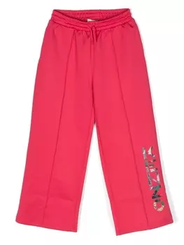 Kenzo Kids джогеры прямого кроя с логотипом, розовый