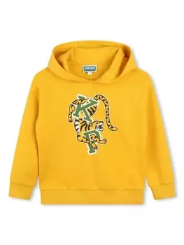 Kenzo Kids флисовое худи с принтом, желтый