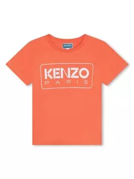 Kenzo Kids футболка из органического хлопка с логотипом Paris, оранжевый