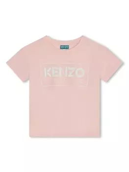 Kenzo Kids футболка из органического хлопка с логотипом, розовый