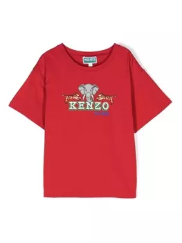 Kenzo Kids футболка из органического хлопка с графичным принтом, красный