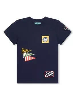Kenzo Kids футболка из органического хлопка с логотипом, синий