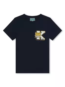 Kenzo Kids футболка из органического хлопка с логотипом, синий