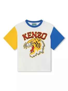 Kenzo Kids футболка из органического хлопка с логотипом, нейтральный цвет
