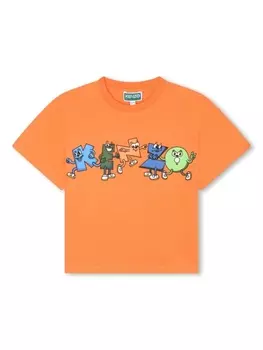 Kenzo Kids футболка из органического хлопка с логотипом, оранжевый