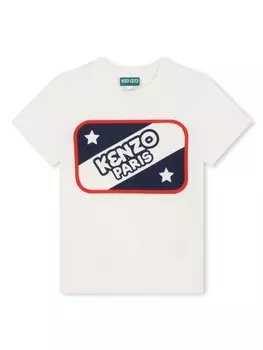 Kenzo Kids футболка из органического хлопка с логотипом, нейтральный цвет