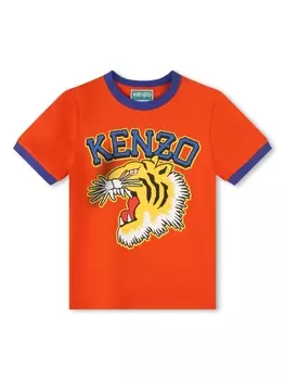 Kenzo Kids футболка из органического хлопка с логотипом, оранжевый