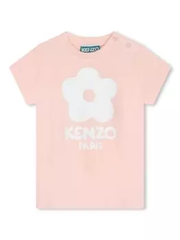 Kenzo Kids футболка из органического хлопка с логотипом, розовый