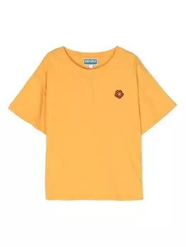 Kenzo Kids футболка из органического хлопка с нашивкой, желтый