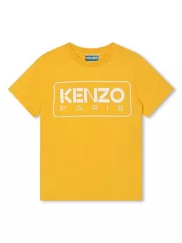 Kenzo Kids футболка из органического хлопка с логотипом, желтый