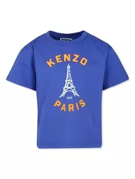 Kenzo Kids футболка из органического хлопка с логотипом, синий