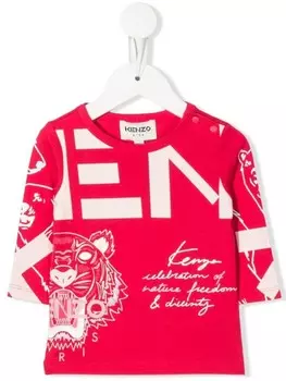 Kenzo Kids футболка из органического хлопка с логотипом, розовый