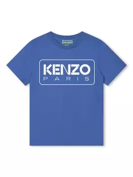 Kenzo Kids футболка из органического хлопка с логотипом, синий