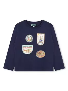 Kenzo Kids футболка из органического хлопка с логотипом, синий
