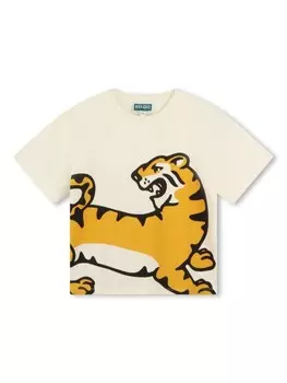 Kenzo Kids футболка из органического хлопка с принтом, белый