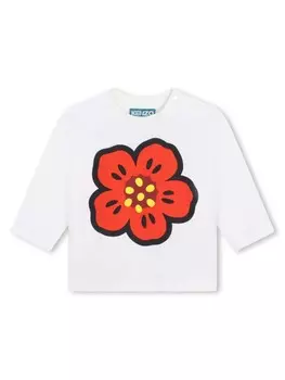 Kenzo Kids футболка из органического хлопка с принтом Boke Flower, белый