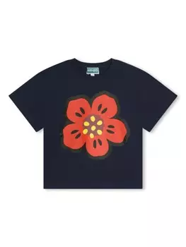 Kenzo Kids футболка из органического хлопка с принтом Boke Flower, синий