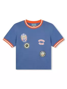 Kenzo Kids футболка из органического хлопка с логотипом, синий