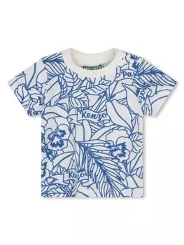 Kenzo Kids футболка с цветочным принтом, белый