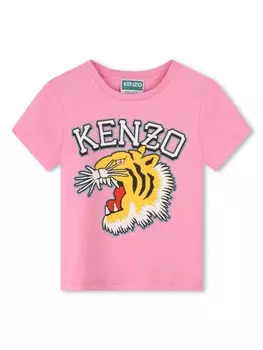 Kenzo Kids футболка с декором Tiger, розовый