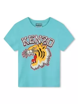 Kenzo Kids футболка с декором Tiger, синий