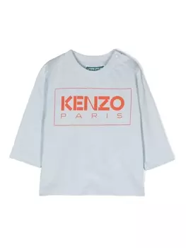 Kenzo Kids футболка с длинными рукавами и логотипом, синий