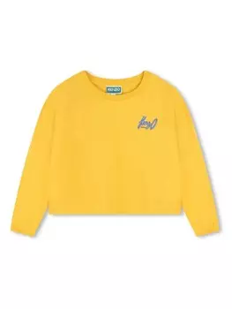Kenzo Kids футболка с длинными рукавами и цветочным принтом, желтый