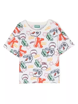 Kenzo Kids футболка с графичным принтом, белый