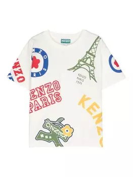 Kenzo Kids футболка с графичным принтом, белый