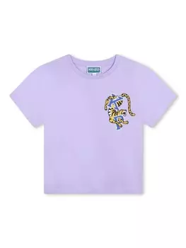 Kenzo Kids футболка с графичным принтом, фиолетовый