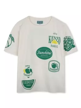 Kenzo Kids футболка с графичным принтом, нейтральный