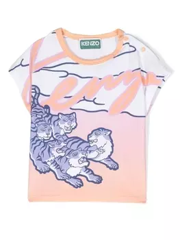Kenzo Kids футболка с графичным принтом, розовый