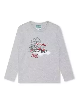 Kenzo Kids футболка с графичным принтом, серый