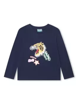 Kenzo Kids футболка с графичным принтом, синий