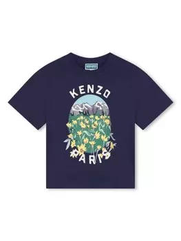 Kenzo Kids футболка с графичным принтом, синий