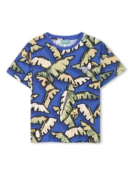 Kenzo Kids футболка с графичным принтом, синий