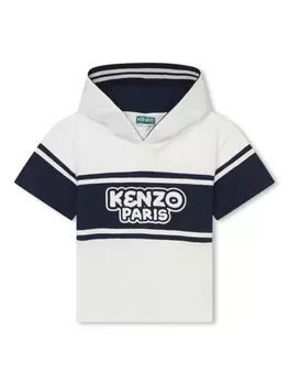Kenzo Kids футболка с капюшоном и логотипом, белый