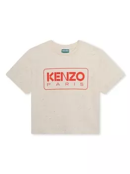 Kenzo Kids футболка с логотипом, нейтральный цвет