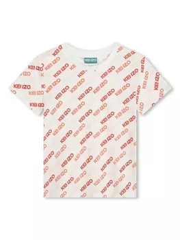 Kenzo Kids футболка с логотипом, нейтральный цвет