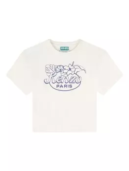 Kenzo Kids футболка с логотипом, нейтральный цвет