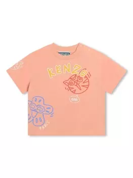 Kenzo Kids футболка с логотипом, нейтральный цвет
